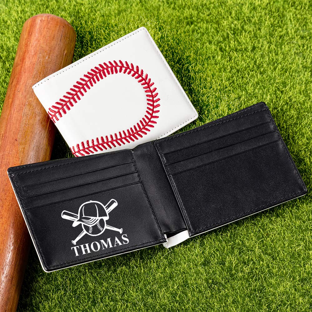 Elemento de béisbol personalizado Monograma plegable billetera portátil de uso diario regalo de cumpleaños para los hombres