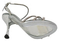 Women's Silver Crystal Ankle Strap Sandals Shoes Leather