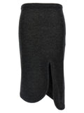 Victoria Beckham Padded Tube Detail Wool Skirt — Charcoal