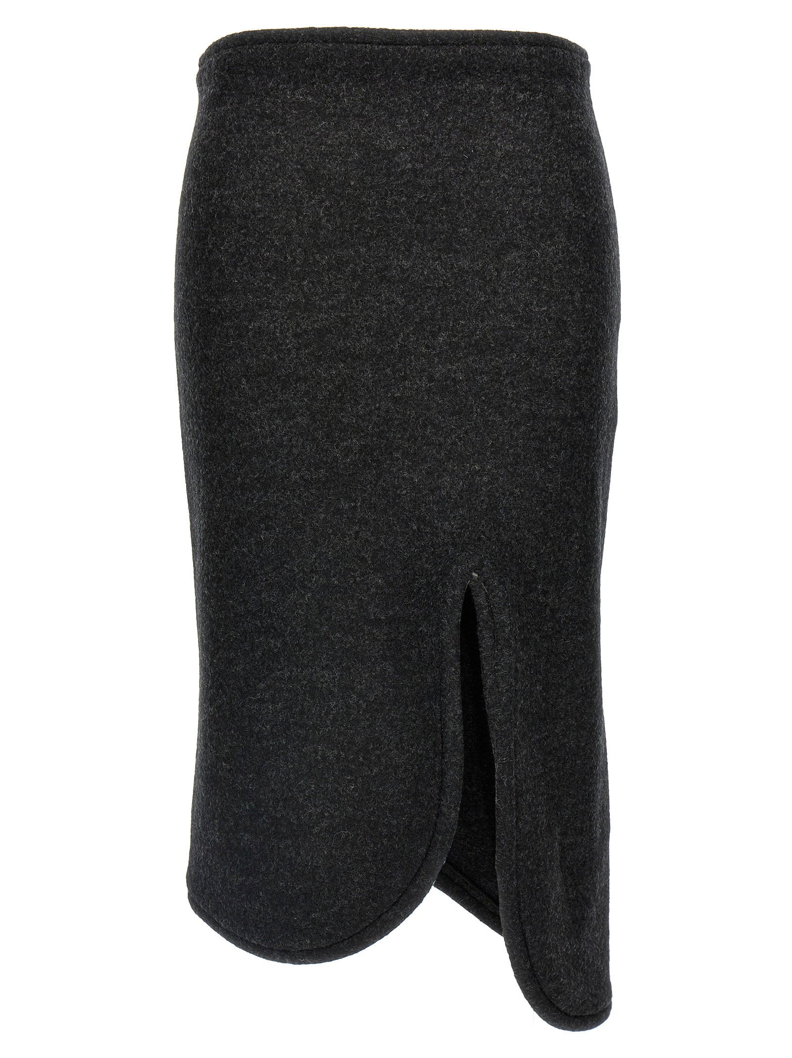 Victoria Beckham Padded Tube Detail Wool Skirt — Charcoal