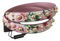 Women's Pink Floral Leather Stud Accessory Shoulder Strap