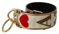 Women's Gold White Textile Leather Amore Shoulder Strap Bag