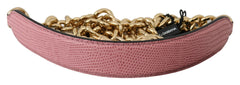 Women's Pink Leather Gold Chain Accessory Shoulder Strap Bag