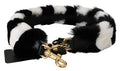 Women's Black White Lapin Fur Accessory Shoulder Strap Bag