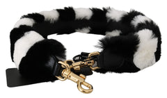 Women's Black White Lapin Fur Accessory Shoulder Strap Bag