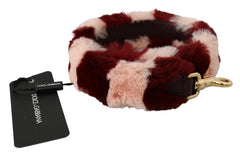 Women's Pink Red Lapin Fur Accessory Shoulder Strap Bag