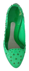 Women's Green Crystal Floral Cinderella Heels Shoes Pvc