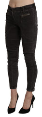 Women's Brown Velvet Capri Cropped Cotton Pants Viscose Elastane