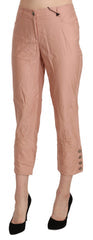 Women's High-Waist Cotton Trousers Pink