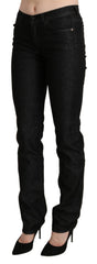 Women's Black Mid Waist Skinny Slim Denim Trouser Cotton