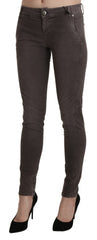 Women's Brown Low Waist Skinny Slim Trouser Cotton Jeans