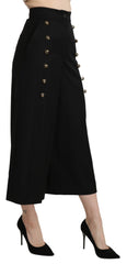 Women's Wide-Leg Cropped Virgin Wool Trouser Black