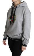 Women's Gray Printed Hooded Exclusive Logo Sweater Cotton Clothing