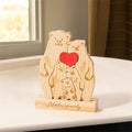 Puzzle de madera personalizado de 2 a 6 osos de la familia del corazón rojo con nombres y apellidos Decoración de escritorio Regalo de cumpleaños para la familia