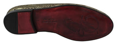 Gold Jacquard Flats Mens Loafers Shoes Acetate