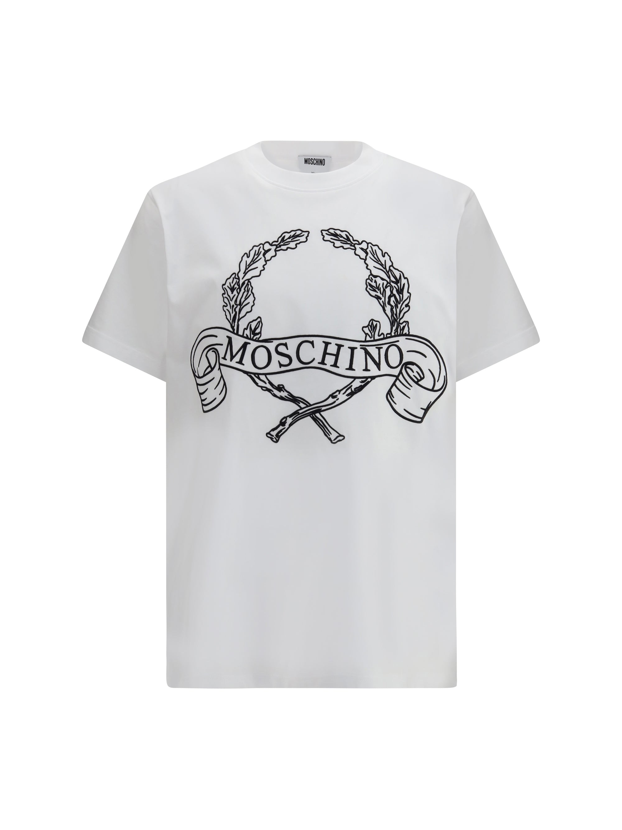 Moschino Laurel Crown Embroidered Logo T-Shirt — White