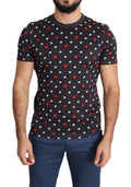 Dark Gray Hearts Print Cotton Men T-Shirt