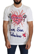 White Saint Valentine Hearts Print Men T-Shirt Cotton