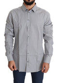 Men's Black White Checkered Gold Dress Cotton Shirt