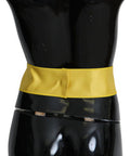 Women's Yellow Wide Snap Button Closure Silk Belt
