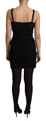 Women's Black Lace Up Floral Corset Bustier Mini Dress Nylon Silk