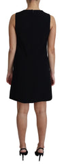 Women's Black Viscose Stretch A-Line Shift Mini Dress