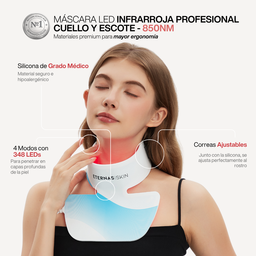 Máscara LED Infrarroja Profesional Cuello y Escote - 850nm Silicona de Grado Médico