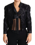 Women's Black Lace Sheer Corset Organza Silk Jacket Clothing