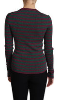 Women's Striped Crew Neck Sweater Multicolor Viscose Polyester