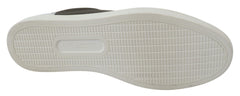 Men's White Green Leather Low Top Sneakers Shoes