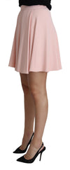 Women's Pink Tuck Pleat Flare A-Line Mini Rayon Acetate Elastane Clothing