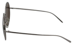 Silver Plated Round Gray Le Nses Women Sunglasses Metal
