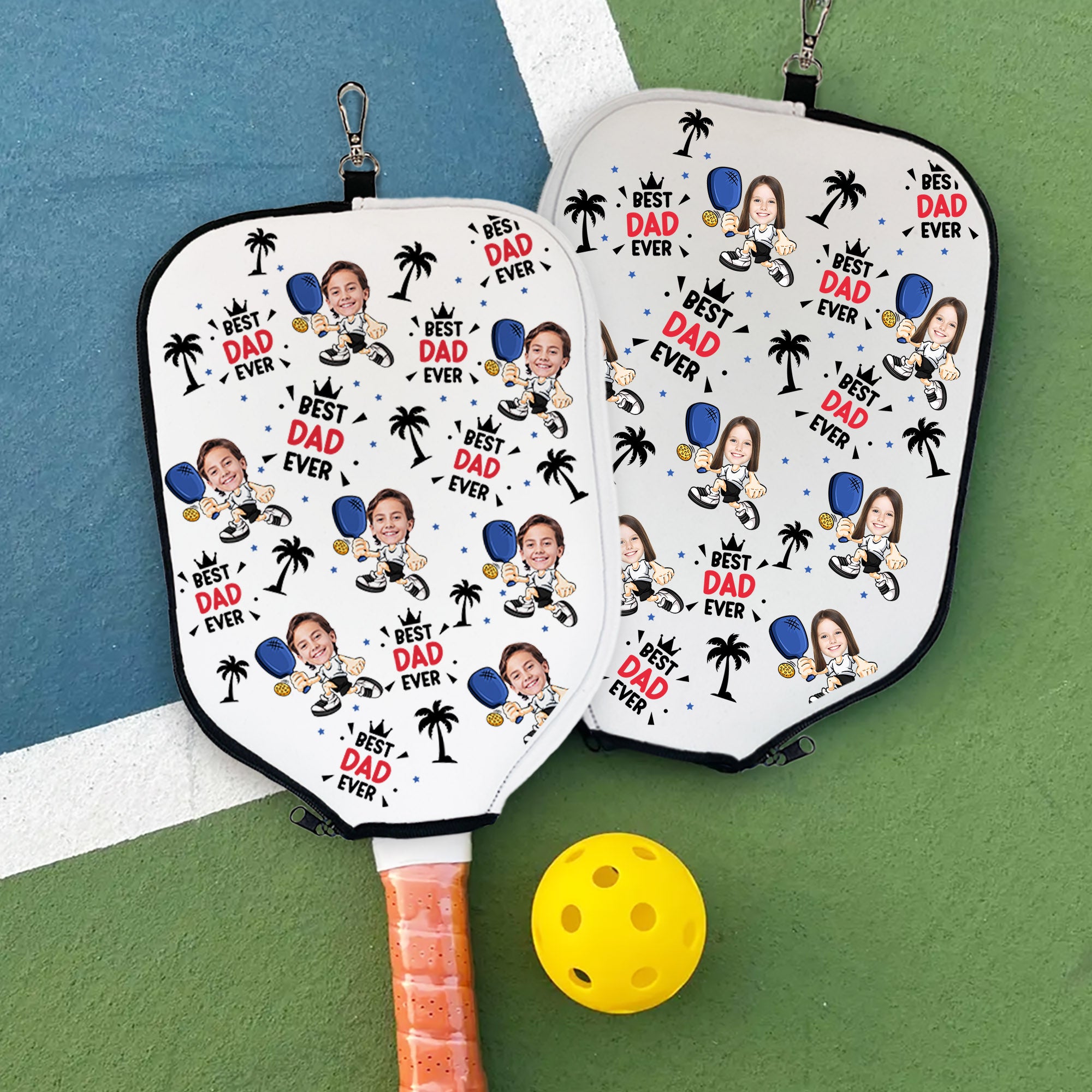 Funda impermeable personalizada con foto de la cara para pala de Pickleball con gancho Regalo de cumpleaños del día de la madre del padre para papá mamá abuelo jugador de Pickleball