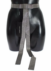 Men's Black Silk Clear Crystal Bow Waist Belt