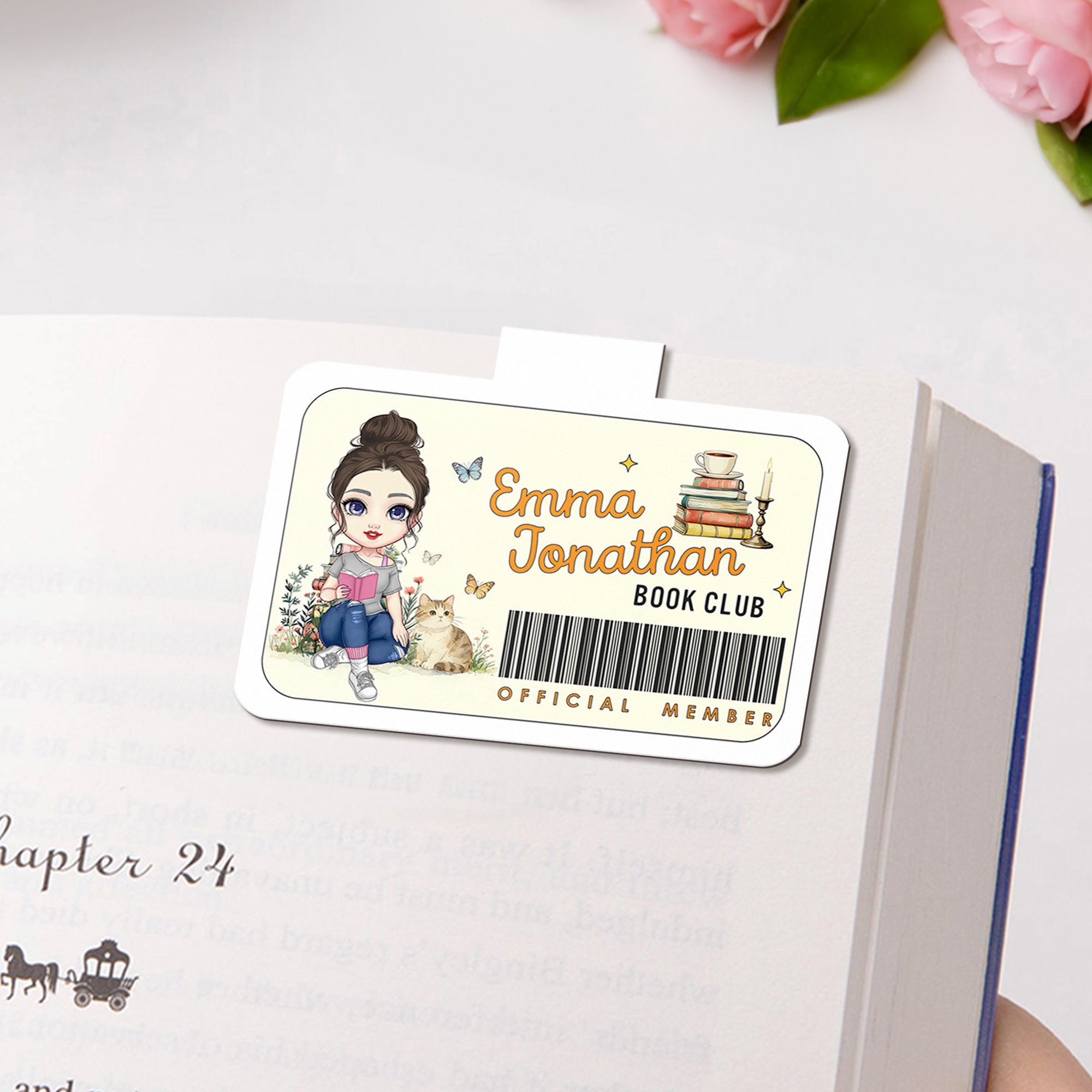 Marcapáginas magnético personalizado con nombre y apellidos de un personaje de dibujos animados de la lectura Regalo de cumpleaños para los amantes de los libros Ratones de biblioteca