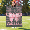 Personalizada Cheer Pink Coquette Bow Soft Throw Blanket with Name Home Decor Birthday Team Gift for Cheerleaders Girls