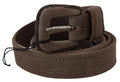 Men's Brown Leather Logo Buckle Waist Belt