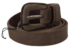 Men's Brown Leather Logo Buckle Waist Belt