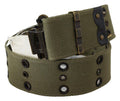 Women's Green Cotton Rustic Bronze Buckle Belt