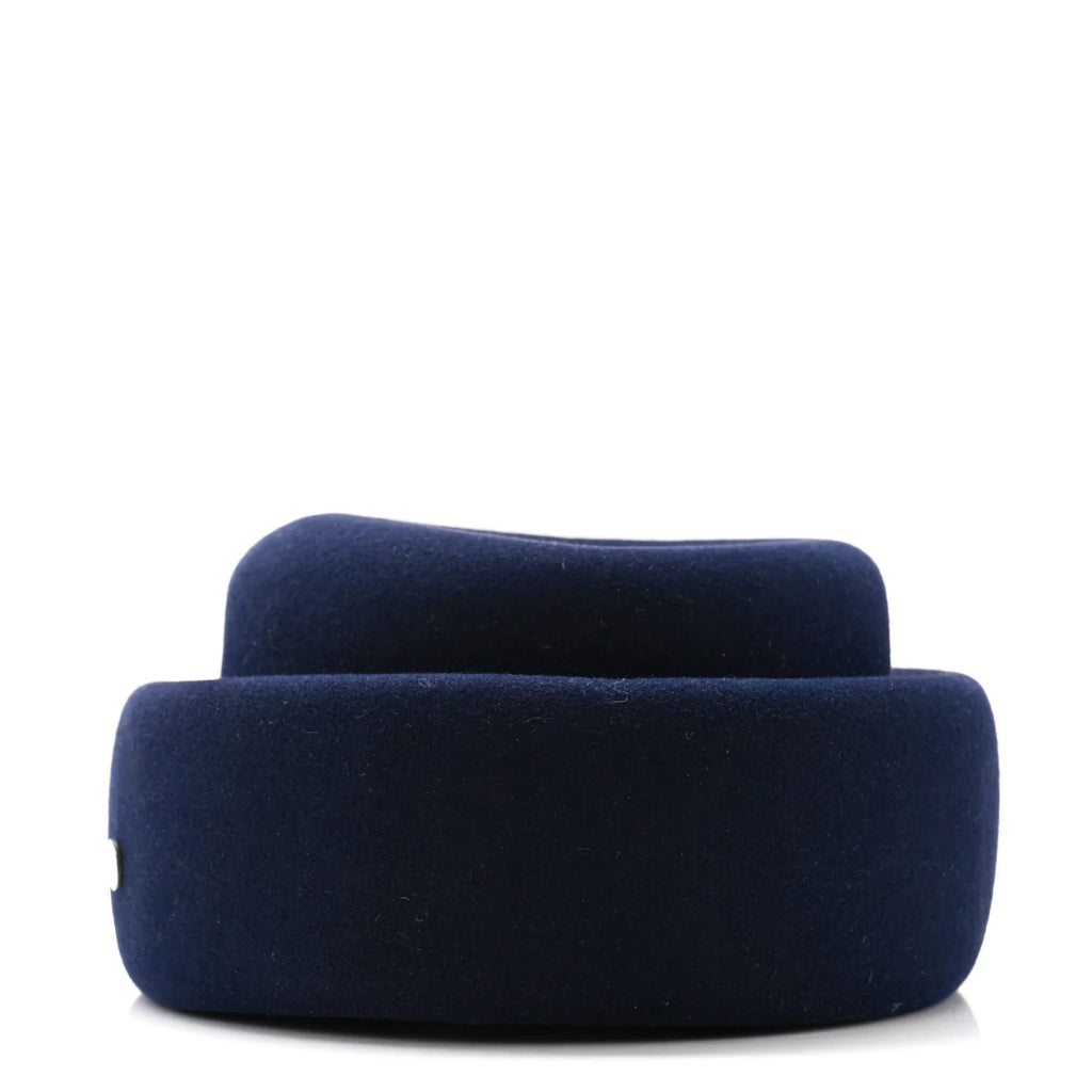 Hermes Rabbit Felt Foudre Pillbox Hat 58 Marine