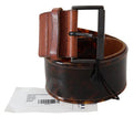 Women's Dark Brown Leather Wide Buckle Belt