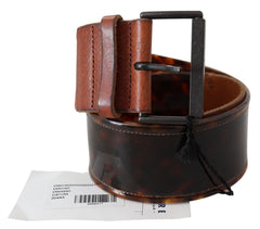 Women's Dark Brown Leather Wide Buckle Belt