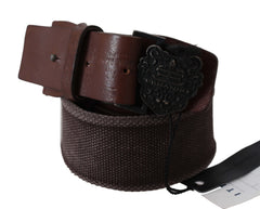 Women's Dark Brown Leather Wide Buckle Waist Belt