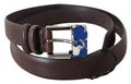 Women's Brown Genuine Leather Silver Buckle Belt