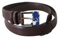 Women's Brown Genuine Leather Silver Buckle Belt