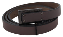 Women's Brown Leather Tactical Logo Buckle Dark Accessory