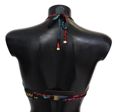 Black Corals Print Women Beachwear Bikini Tops Nylon Elastane