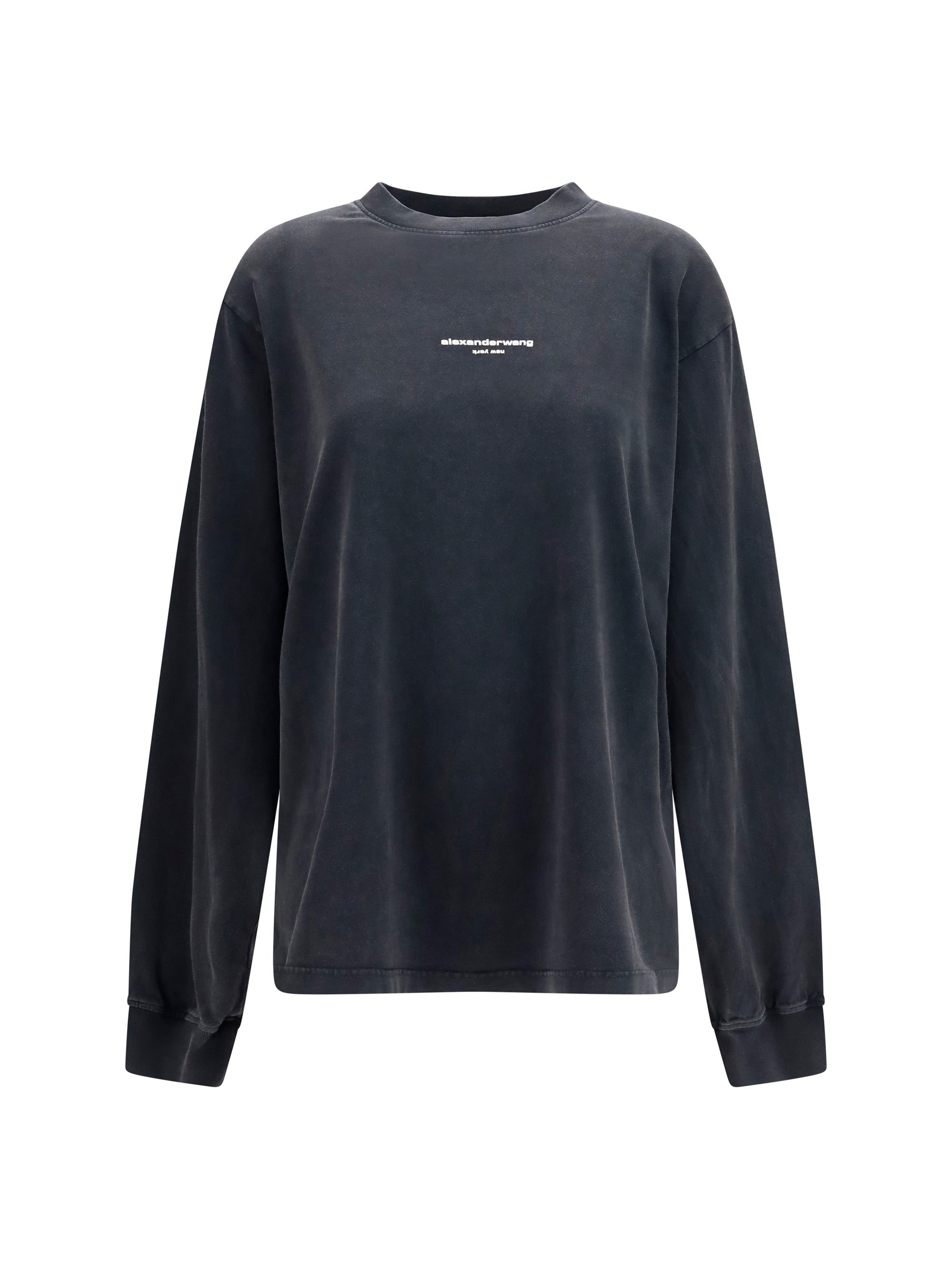 Alexander Wang Logo-Embroidered Long-Sleeve T-Shirt — Black