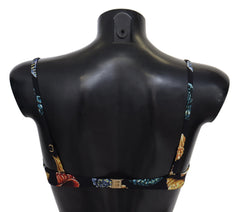 Black Seashells Print Women Swimwear Bikini Tops Nylon Elastane