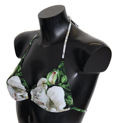 Women's Multicolor Floral Print Halter Swimwear Bikini Top Nylon Elastane